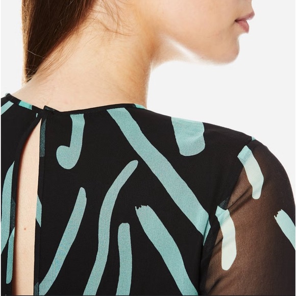 Diane Von Furstenberg Silk Mini Dress 6 Drawstring Waist Lined FLAW - Picture 9 of 13